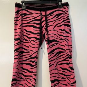 Pink and Black Zebra Print Cropped Pants